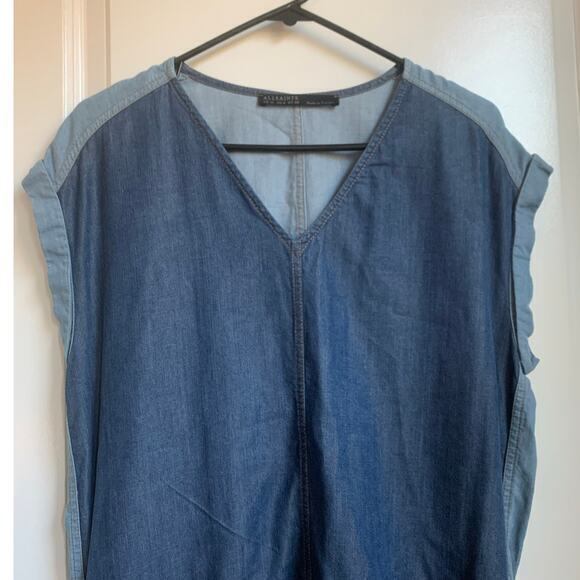 ALLSAINTS Kinney Dress‎ Blue Chambray Denim - Picture 3 of 6